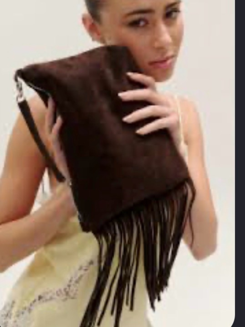 Suede Fringe crossbody - Brown by Roots